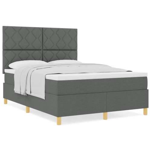 Krevet s podnicom s madracem tamno siva 140x200 cm tkanina Cijena