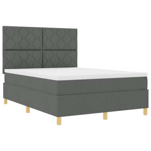 Krevet s podnicom s madracem tamno siva 140x200 cm tkanina Cijena