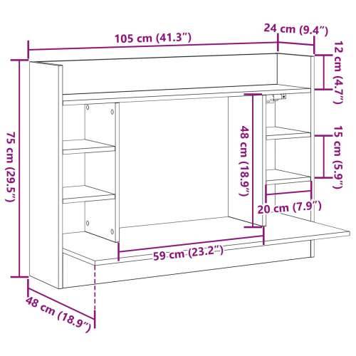 Zidni stol crni hrast 105x48x75 cm konstruirano drvo Cijena