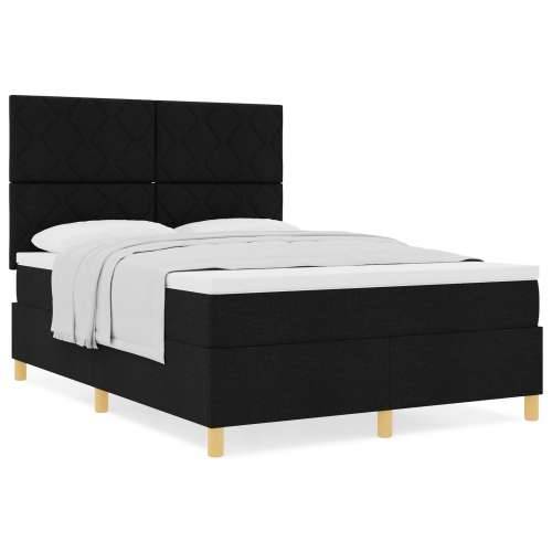 Krevet na opruge s madracem Crna 140x200 cm Tkanina Cijena