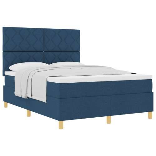 Krevet s Box Springom s madracem Plavi 140x200 cm Tkanina Cijena