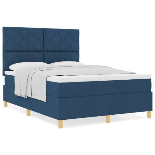 Krevet s Box Springom s madracem Plavi 140x200 cm Tkanina Cijena