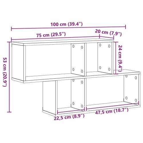 Zidna polica Crni hrast 100x20x53 cm Obrada od materijala Cijena