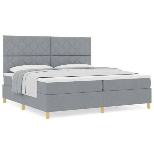 Krevet s box springom i madracem svjetlosive boje 200x200 cm Cijena