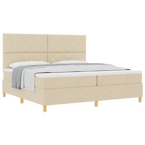 Krevet s box springom s madracem krem 200x200 cm tkanina Cijena