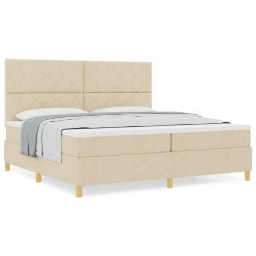 Krevet s box springom s madracem krem 200x200 cm tkanina Cijena
