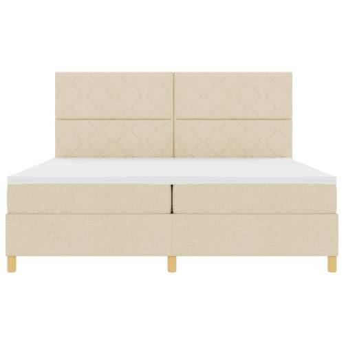 Krevet s box springom s madracem krem 200x200 cm tkanina Cijena