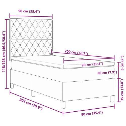 Kutni krevet s madracem svjetlosive boje 90x200 cm baršun Cijena