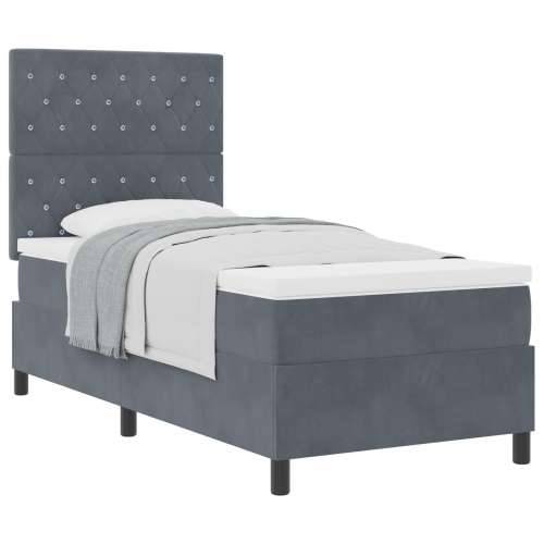 Box Spring Krevet s Madracem Tamno Sivi 90x200 cm Baršun Cijena
