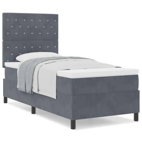 Box Spring Krevet s Madracem Tamno Sivi 90x200 cm Baršun Cijena