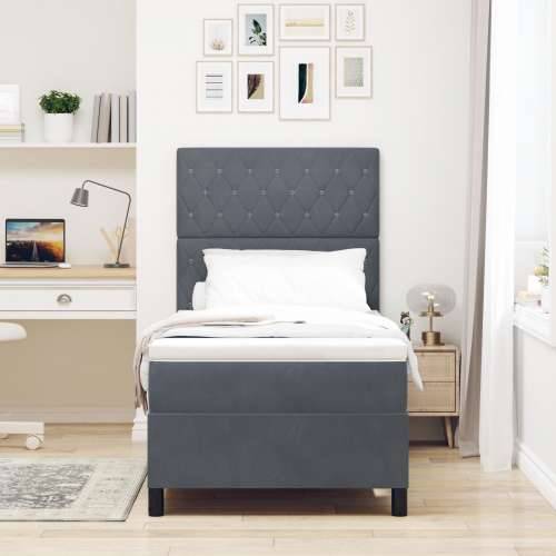 Box Spring Krevet s Madracem Tamno Sivi 90x200 cm Baršun Cijena