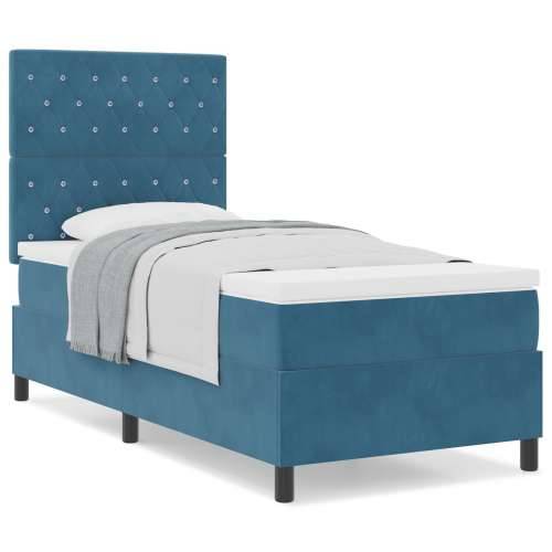 Box Spring Krevet s Madracem Tamno Plava 100x200 cm Baršun Cijena