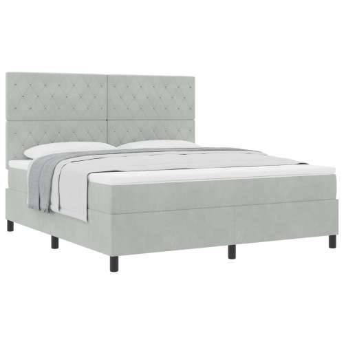 Box Spring Krevet s Madracem Svjetlosiva Super King Baršun Cijena