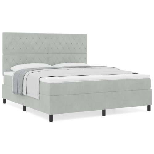 Box Spring Krevet s Madracem Svjetlosiva Super King Baršun Cijena