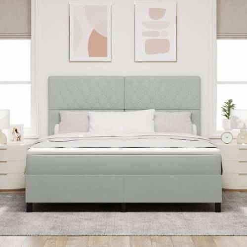 Box Spring Krevet s Madracem Svjetlosiva Super King Baršun Cijena