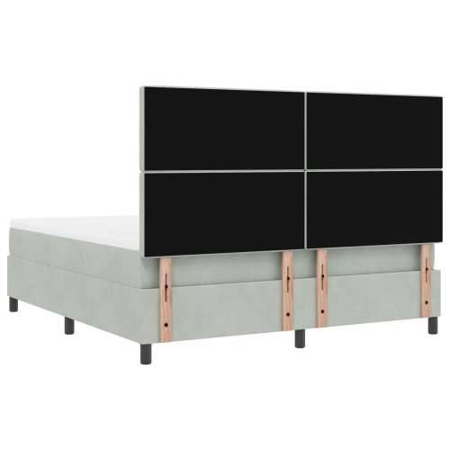 Box Spring Krevet s Madracem Svjetlosiva Super King Baršun Cijena