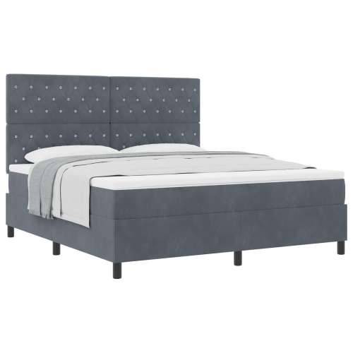 Box Spring Krevet s Madracem Tamno Siva Super King Baršun Cijena