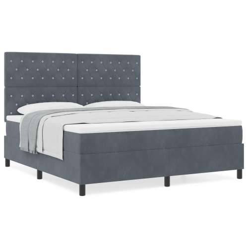 Box Spring Krevet s Madracem Tamno Siva Super King Baršun Cijena