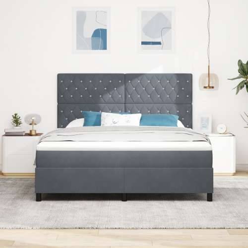Box Spring Krevet s Madracem Tamno Siva Super King Baršun Cijena