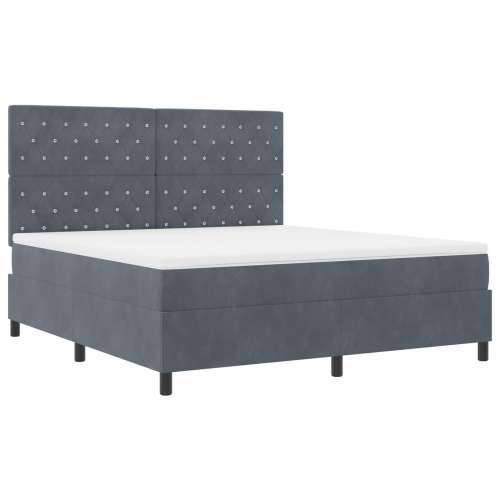 Box Spring Krevet s Madracem Tamno Siva Super King Baršun Cijena