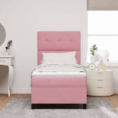 Box Spring Krevet s Madracem Ružičasta 80x200 cm Baršun Cijena