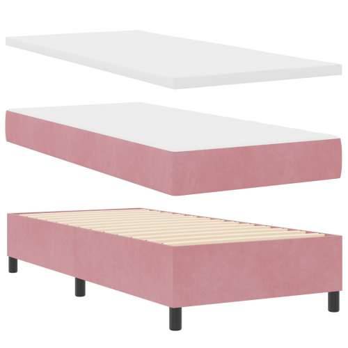 Box Spring Krevet s Madracem Ružičasta 80x200 cm Baršun Cijena