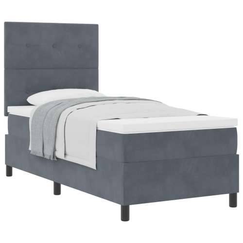 Box Spring Krevet s Madracem Tamnosiva 100x200 cm Baršun Cijena