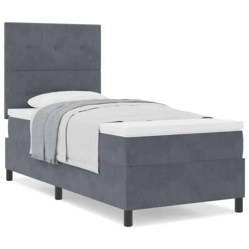 Box Spring Krevet s Madracem Tamnosiva 100x200 cm Baršun Cijena