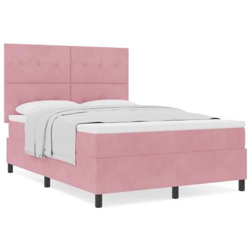 Box Spring Krevet s Madracem Ružičasti 160x200 cm Baršun Cijena
