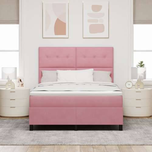 Box Spring Krevet s Madracem Ružičasti 160x200 cm Baršun Cijena