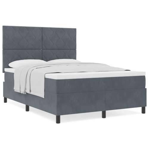 Box Spring Krevet s Madracem Tamno Siva 140x190 cm Baršun Cijena