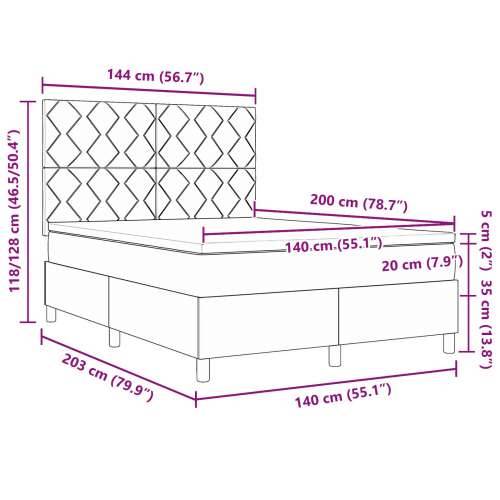 Krevet s oprugama s madracem Tamno siva 140x200 cm Baršun Cijena