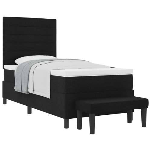 Box Spring krevet s madracem i klupom crni 80x200 cm tkanina Cijena
