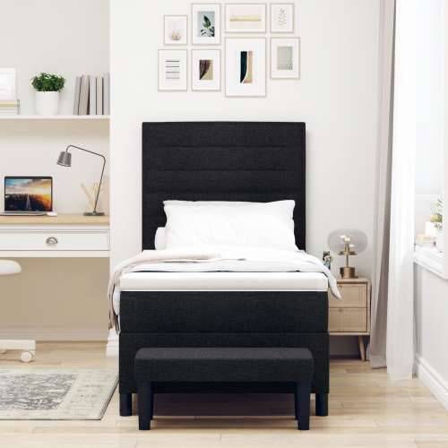 Box Spring krevet s madracem i klupom crni 80x200 cm tkanina Cijena