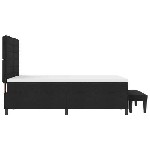 Krevet s kutijom na opruge s madracem i klupicom crna 140x190 cm tkanina Cijena