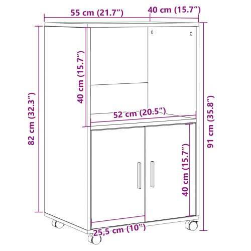 Rolling Cabinet Crni Orah 55x40x91 cm Konstruirano Drvo Cijena