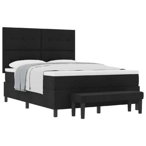 Box Spring Krevet s madracem i klupom Crna 140x190 cm Tkanina Cijena