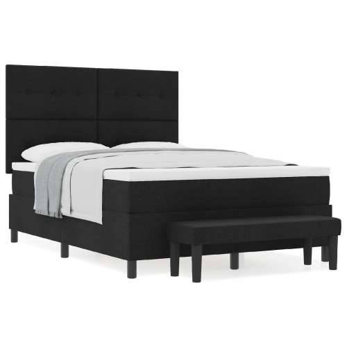 Box Spring Krevet s madracem i klupom Crna 140x190 cm Tkanina Cijena