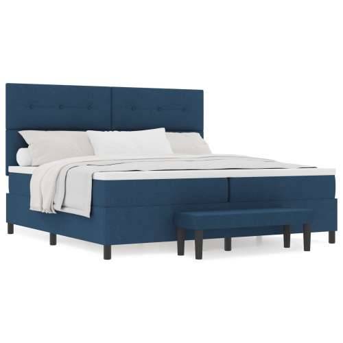 Box Spring krevet s madracem i klupom plavi 200x200 cm tkanina Cijena