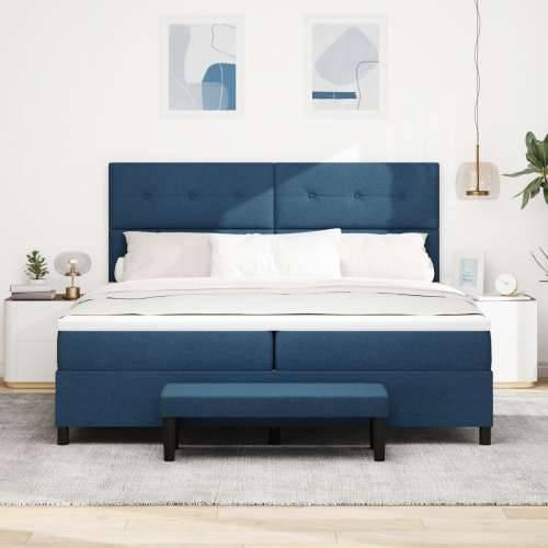 Box Spring krevet s madracem i klupom plavi 200x200 cm tkanina Cijena
