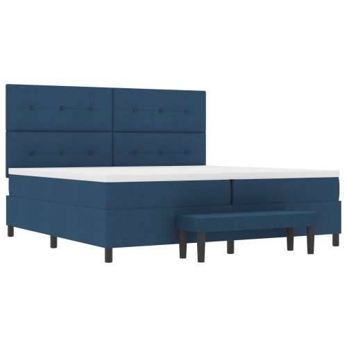 Box Spring krevet s madracem i klupom plavi 200x200 cm tkanina Cijena