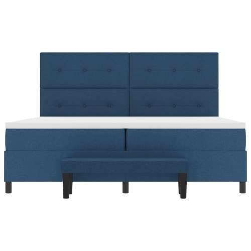 Box Spring krevet s madracem i klupom plavi 200x200 cm tkanina Cijena