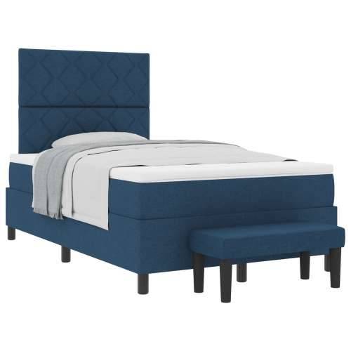 Krevet s box springom i madracem & klupom plavi 120x190 cm tkanina Cijena