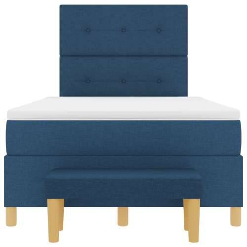 Box Spring Krevet s Madracem i Klupom Plava 120x200 cm Tkanina Cijena