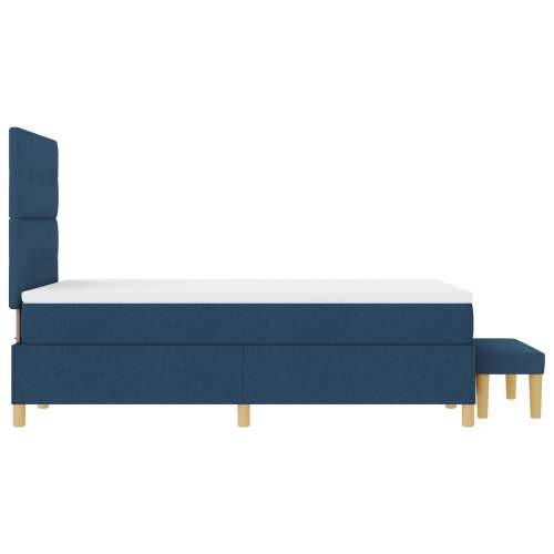 Box Spring Krevet s Madracem i Klupom Plava 120x200 cm Tkanina Cijena