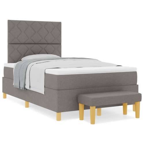 Krevet na Podlozi s Madracem i Klupom taupe 120x190 cm tkanina Cijena