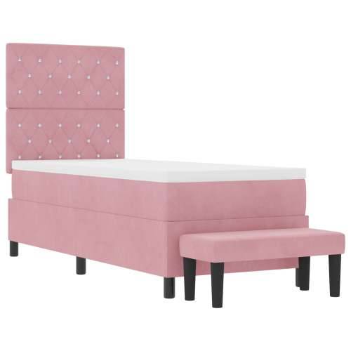 Box Spring Krevet s Madracem i Klupom Ružičasti 80x200 cm Baršun Cijena