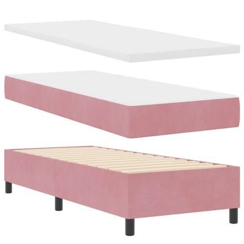 Box Spring Krevet s Madracem i Klupom Ružičasti 80x200 cm Baršun Cijena