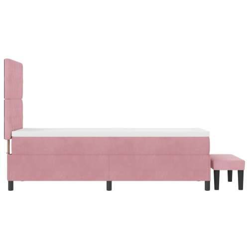 Box Spring Krevet s Madracem i Klupom Ružičasti 80x200 cm Baršun Cijena