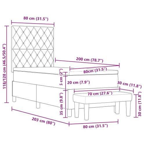 Box Spring Krevet s Madracem i Klupom Ružičasti 80x200 cm Baršun Cijena